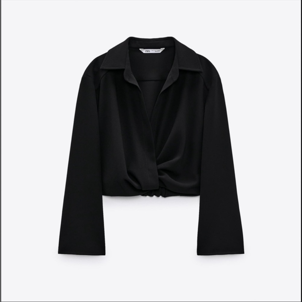 Zara Pleated Twist Front Crop Top